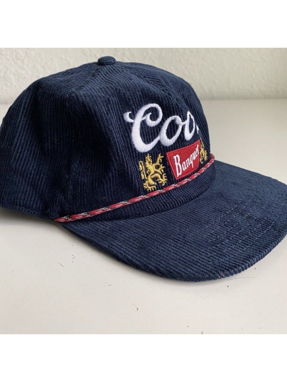 Coors Banquet Corduroy Trucker Rope Snapback Hat Retro Navy Blue NEW - Picture 9 of 13